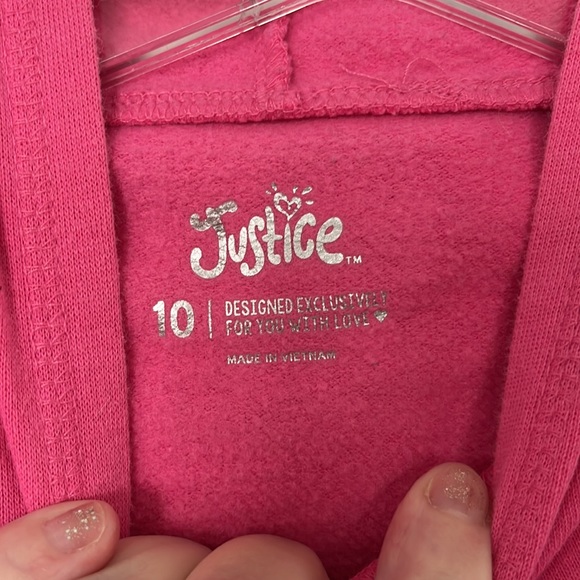SPARKLY LOL EMOJI REVERSIBLE JUSTICE HOODIE PINK GIRLS SIZE 10 GREAT CONDITION! - Picture 5 of 6